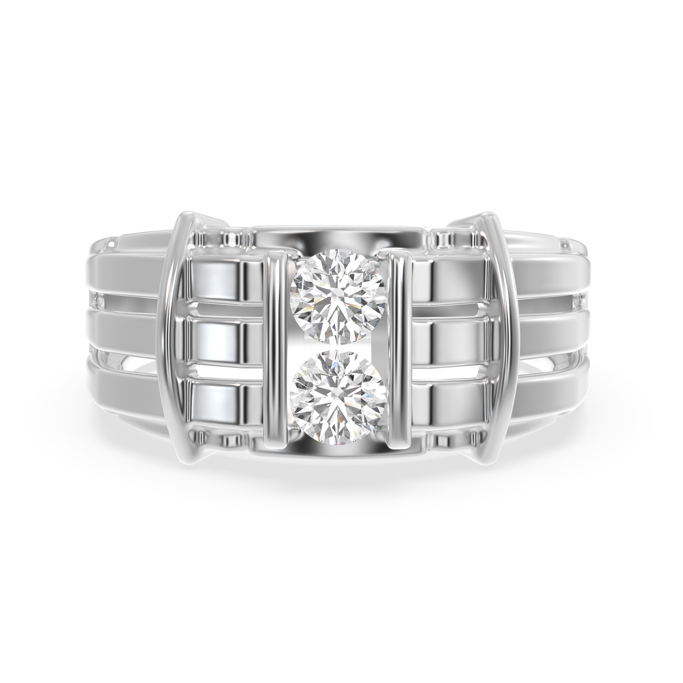 SY Men's Ring in Platinum,  Double Diamond Solitaire