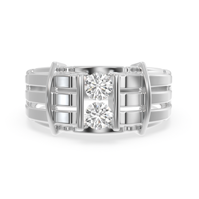 SY Men's Ring in Platinum,  Double Diamond Solitaire