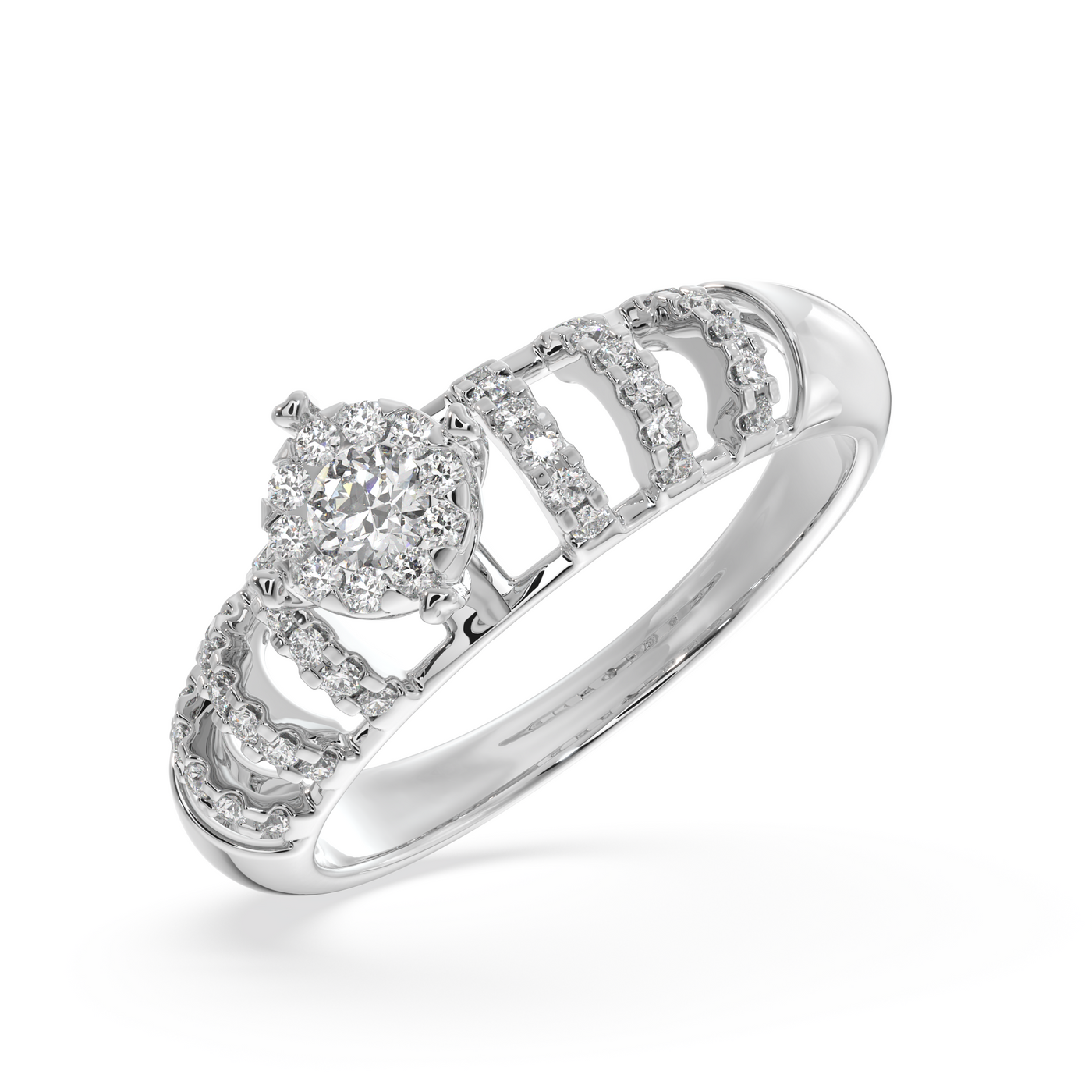 SY Women's Ring in Platinum, Cathedral Solitaire