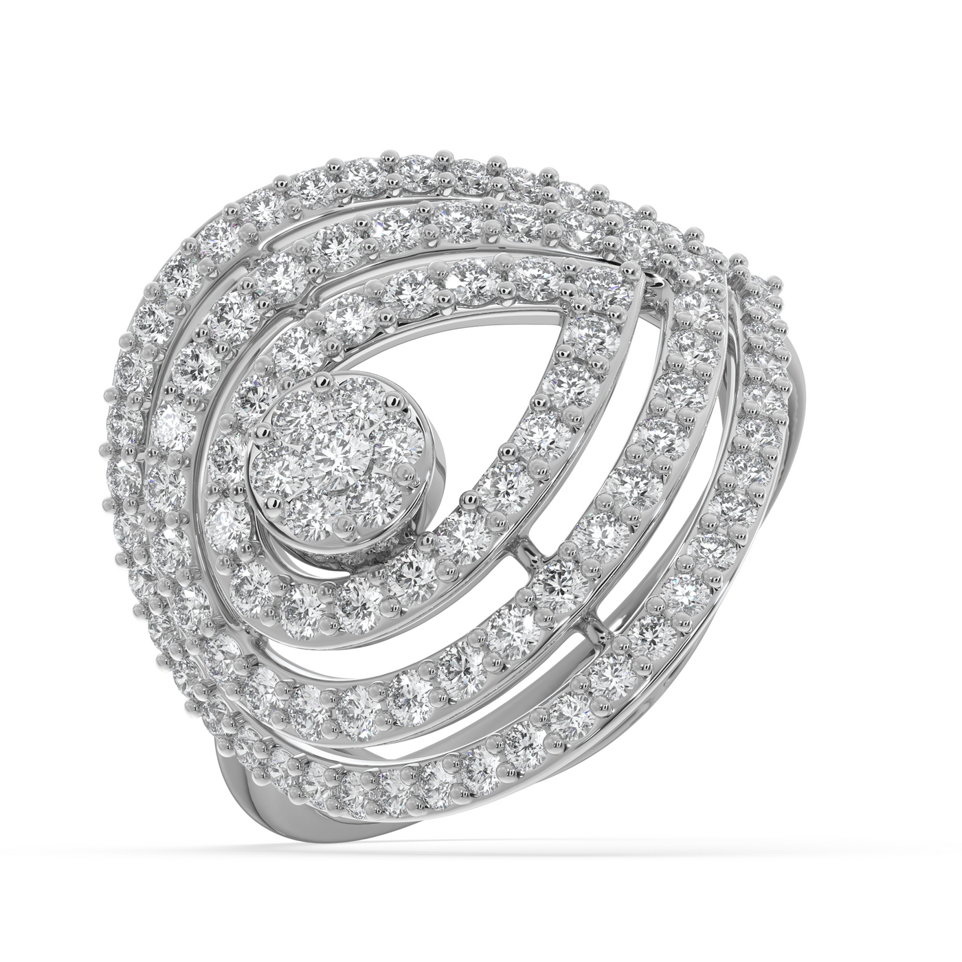 SY Women's Ring in Platinum, Pave Setting