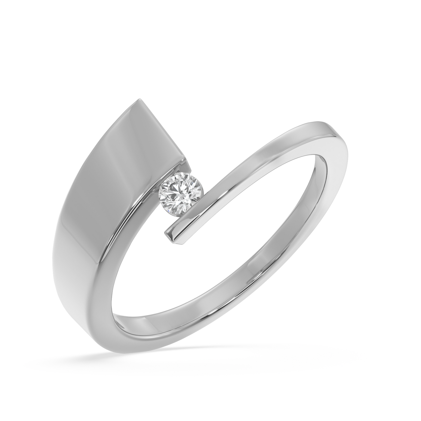SY Women's Ring in Platinum, Minimal Solitaire