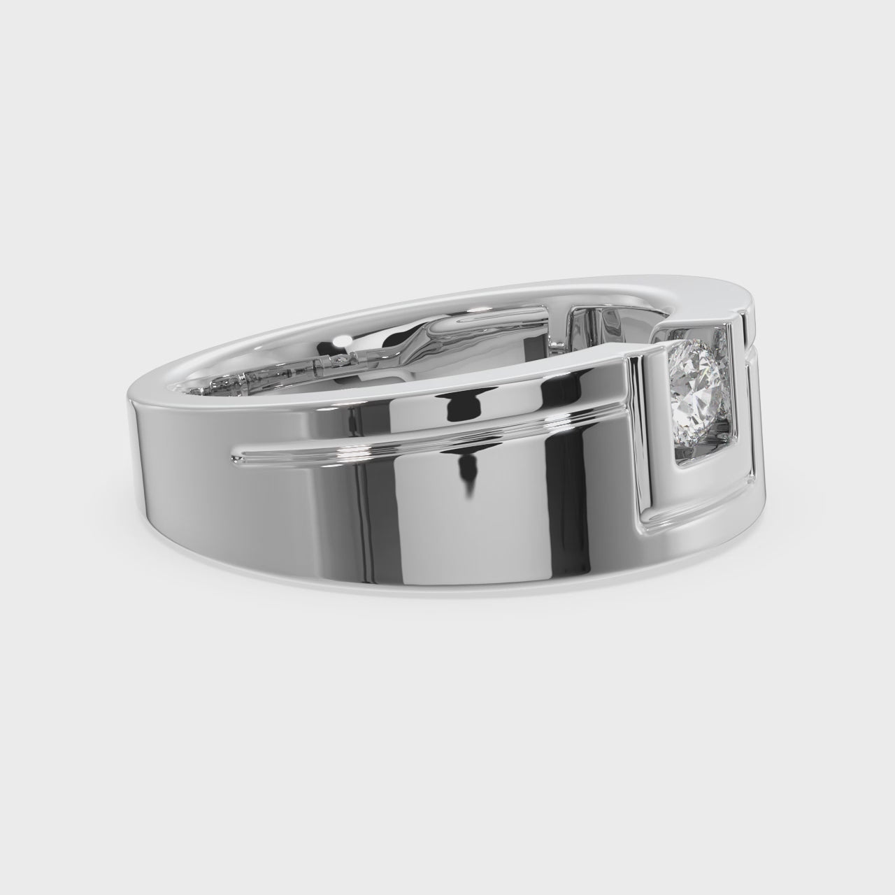 SY Men's Ring in Gold, Bezel-Set Diamond Ring