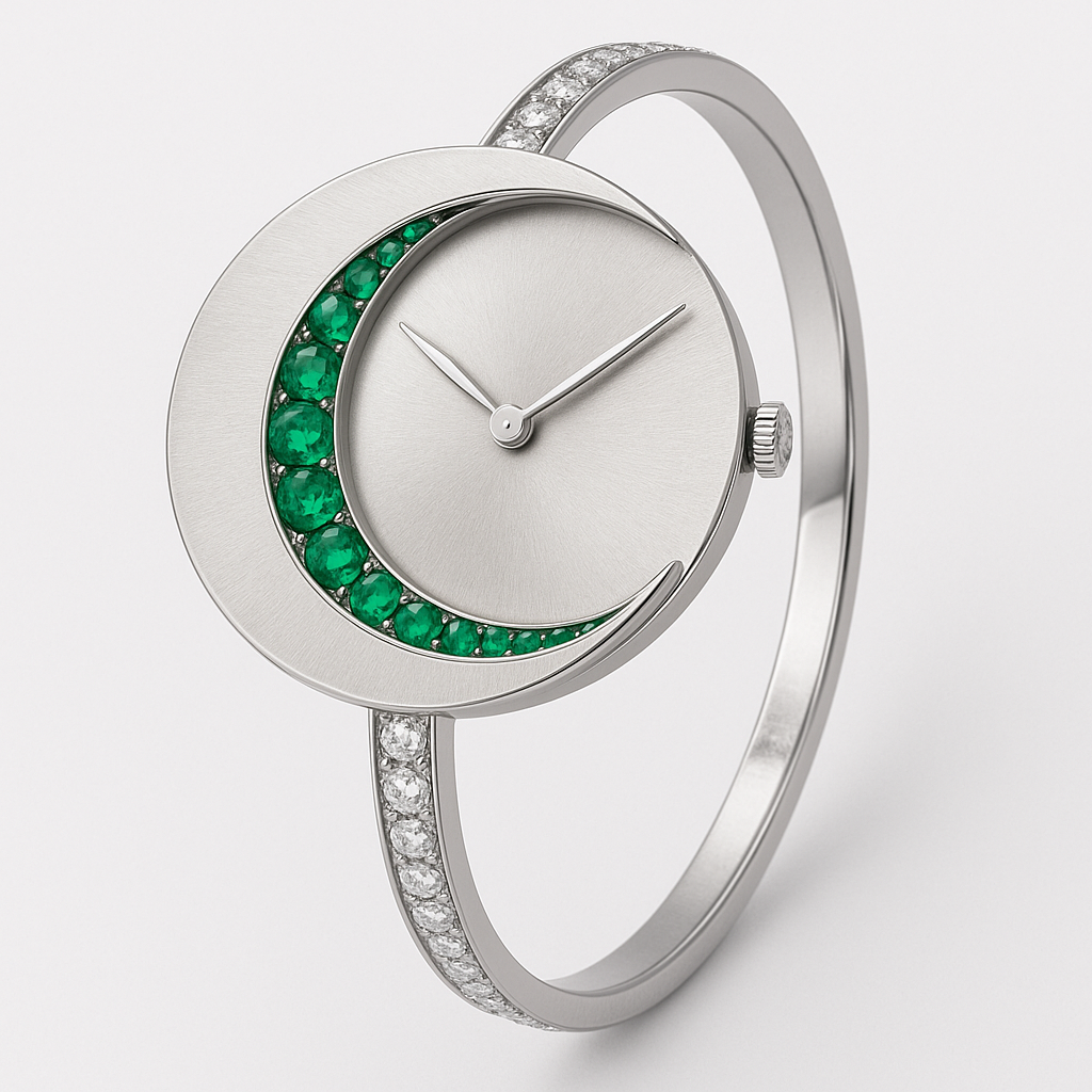 Emerald & Diamond Round Luxe Watch