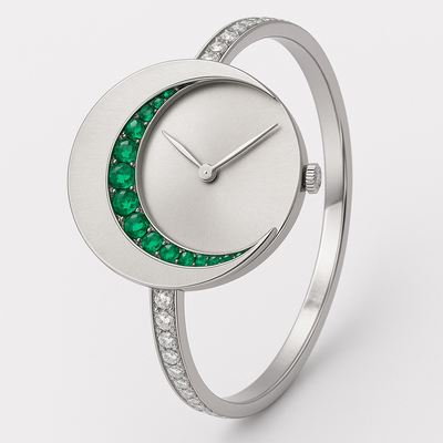 Emerald & Diamond Round Luxe Watch