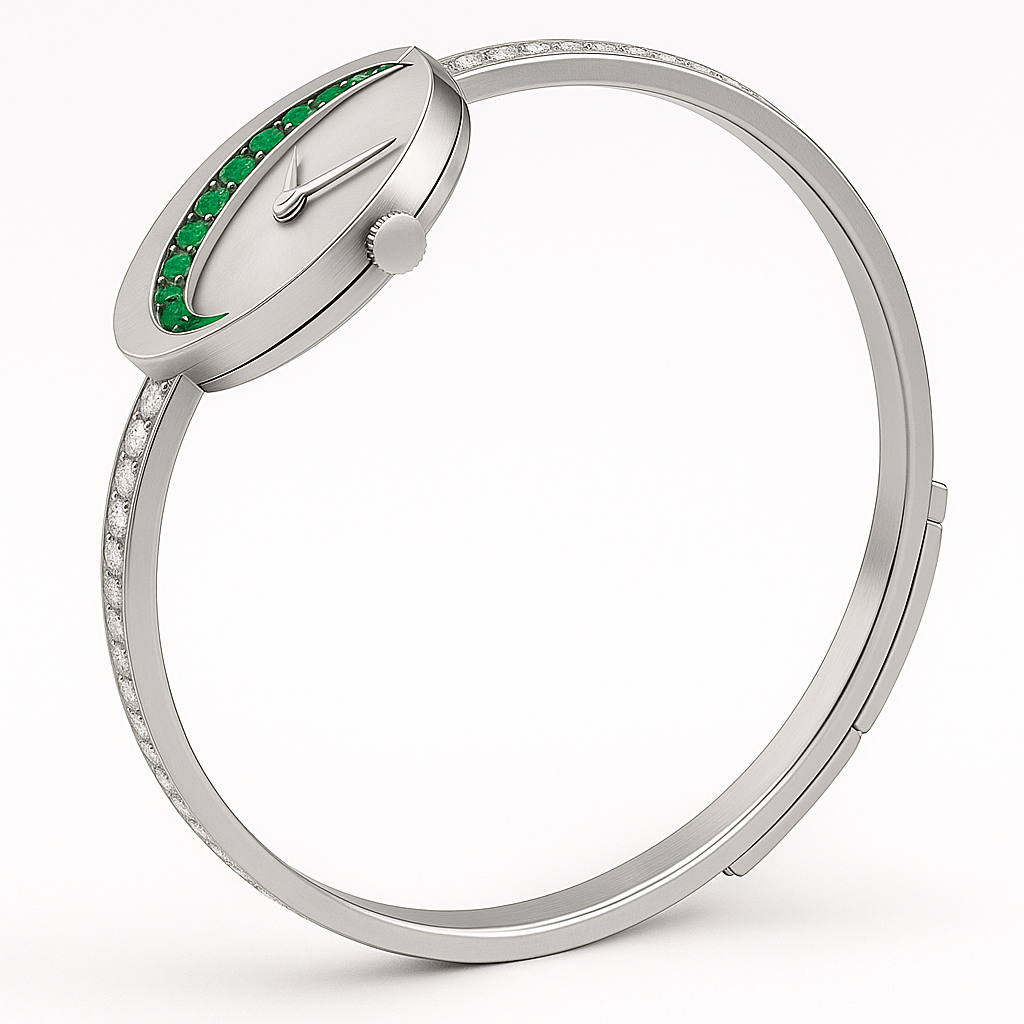 Emerald & Diamond Round Luxe Watch