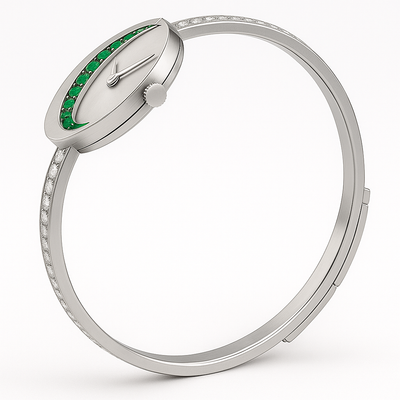 Emerald & Diamond Round Luxe Watch