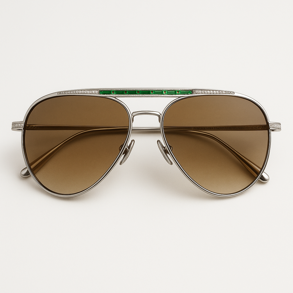 Gold Emerald & Diamond Statement Sunglasses
