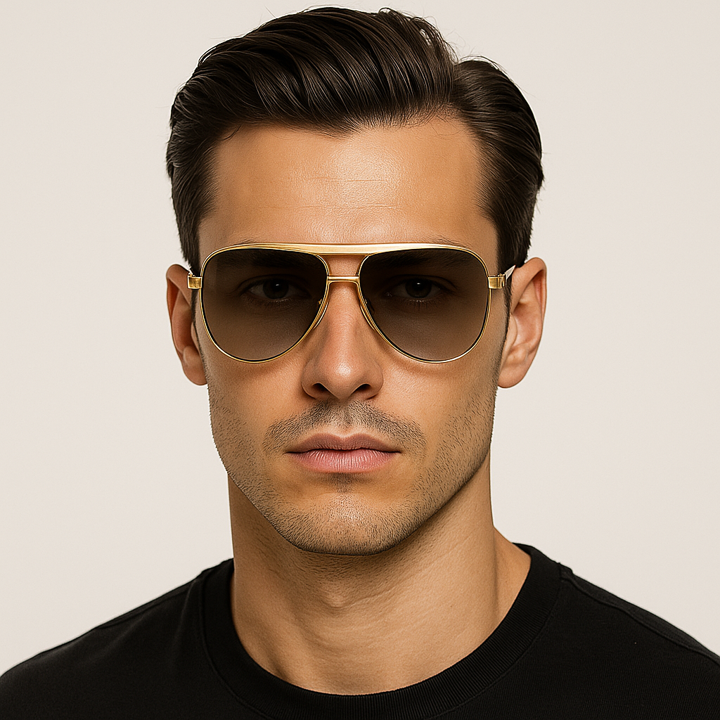 Unisex Gold Aviator Sunglasses