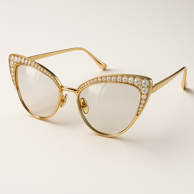 Gold Diamond Cat-Eye Sunglasses – Premium Edition