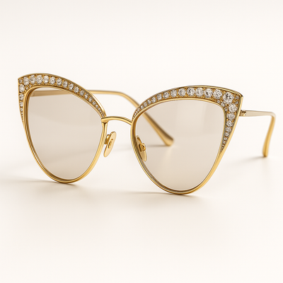 Gold Diamond Cat-Eye Sunglasses – Premium Edition