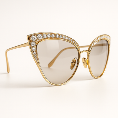 Gold Diamond Cat-Eye Sunglasses – Premium Edition