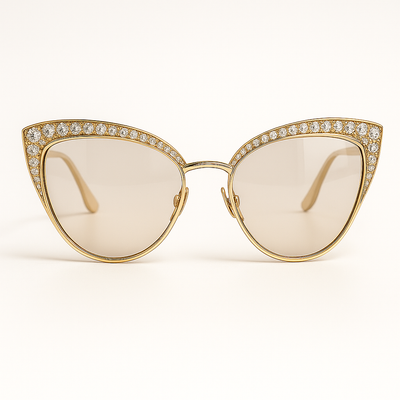 Gold Diamond Cat-Eye Sunglasses – Premium Edition