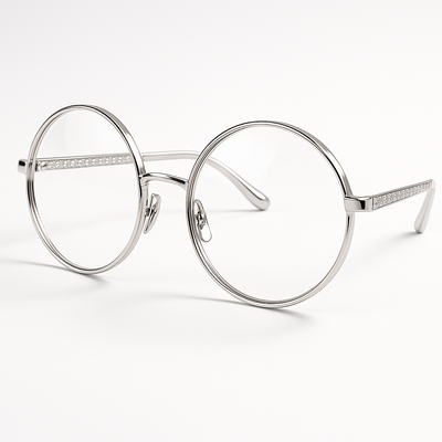 Unisex White Gold Round Spectacles