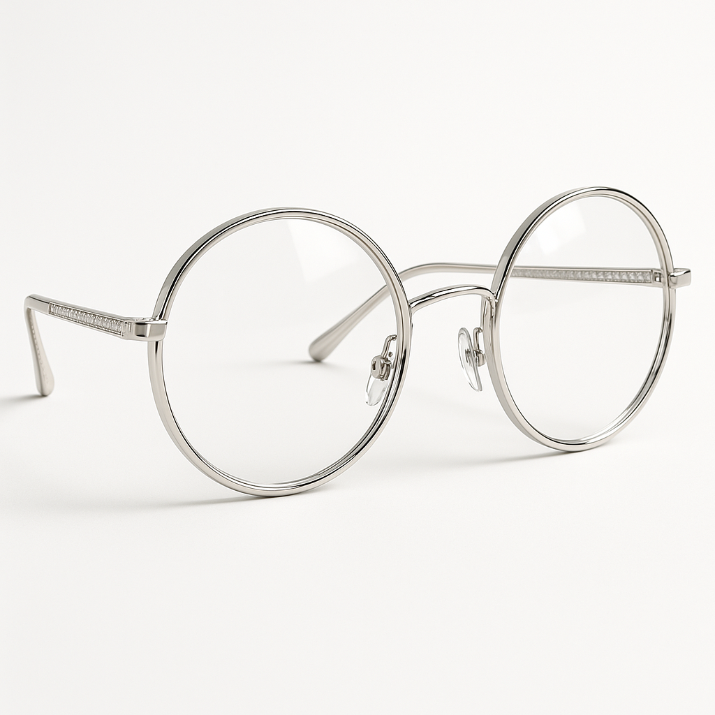 Unisex White Gold Round Spectacles