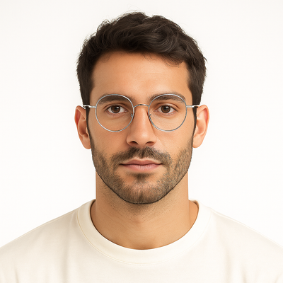 Unisex White Gold Round Spectacles