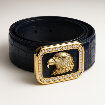 Gold Diamond Eagle Belt Buckle – Unisex