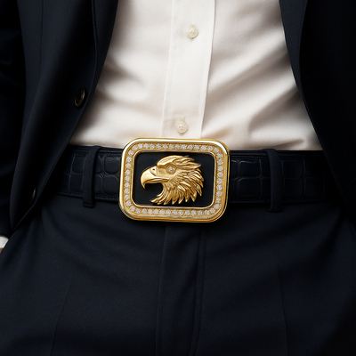 Gold Diamond Eagle Belt Buckle – Unisex