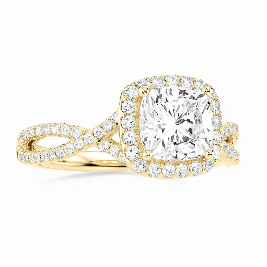 Cushion-Cut Halo Engagement Ring