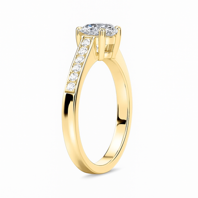 Round Solitaire Ring with Pavé Accent