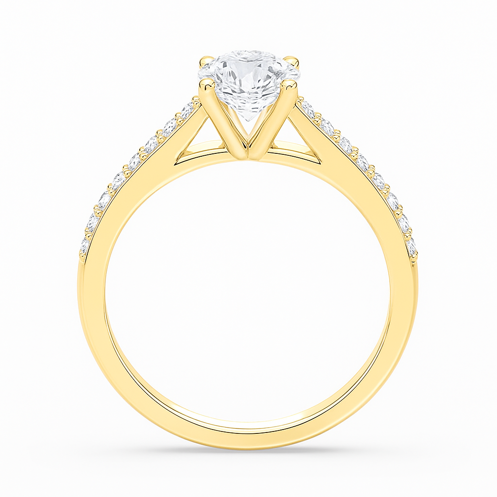Round Solitaire Ring with Pavé Accent
