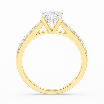 Round Solitaire Ring with Pavé Accent
