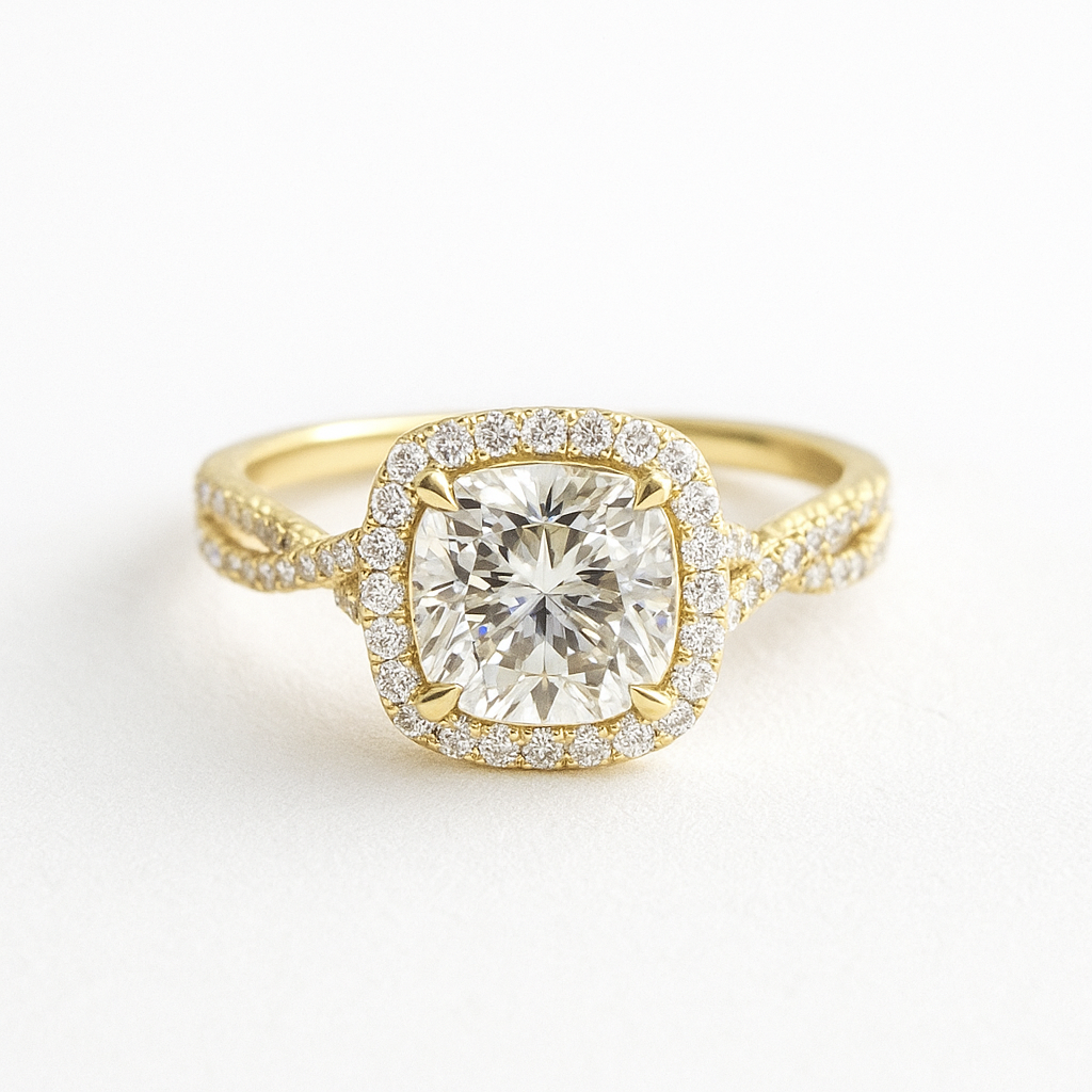 Cushion-Cut Halo Engagement Ring