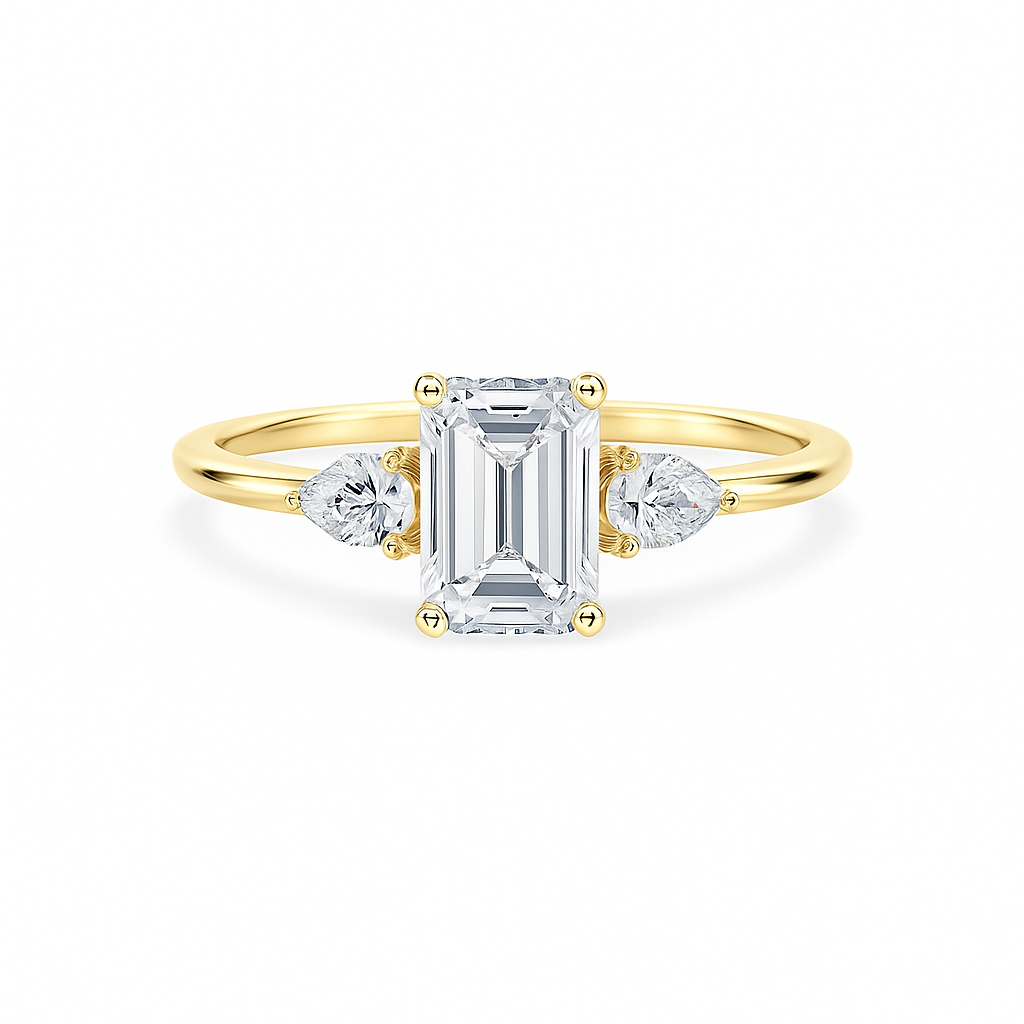 Emerald-Pear Solitaire Ring