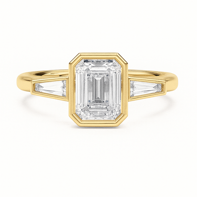Bezel-Set Emerald & Baguette Ring