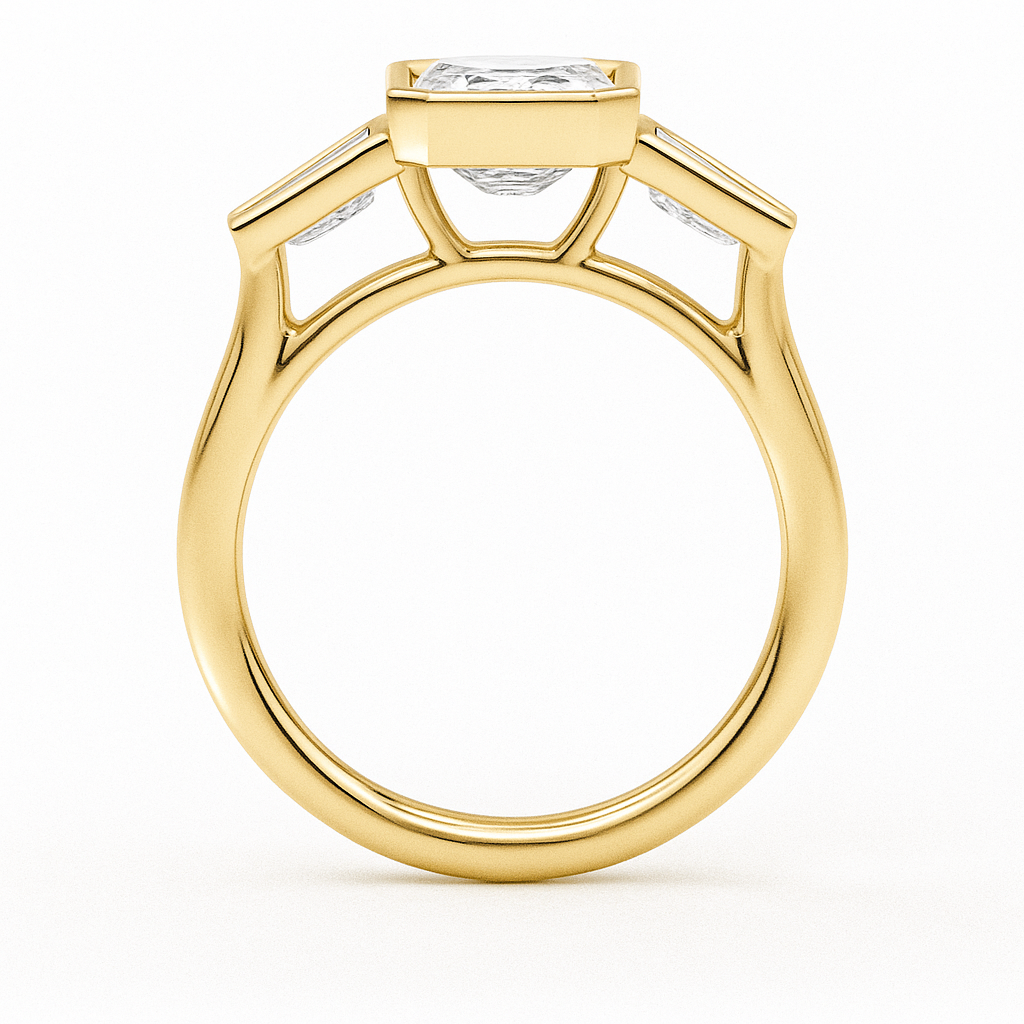 Bezel-Set Emerald & Baguette Ring