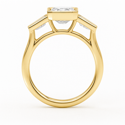 Bezel-Set Emerald & Baguette Ring