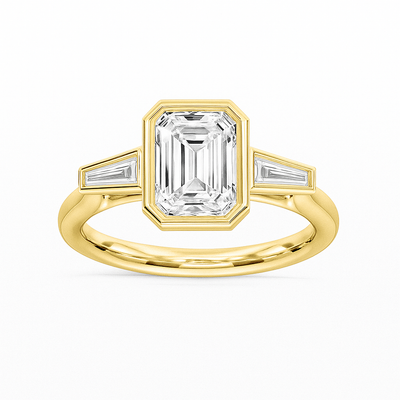Bezel-Set Emerald & Baguette Ring