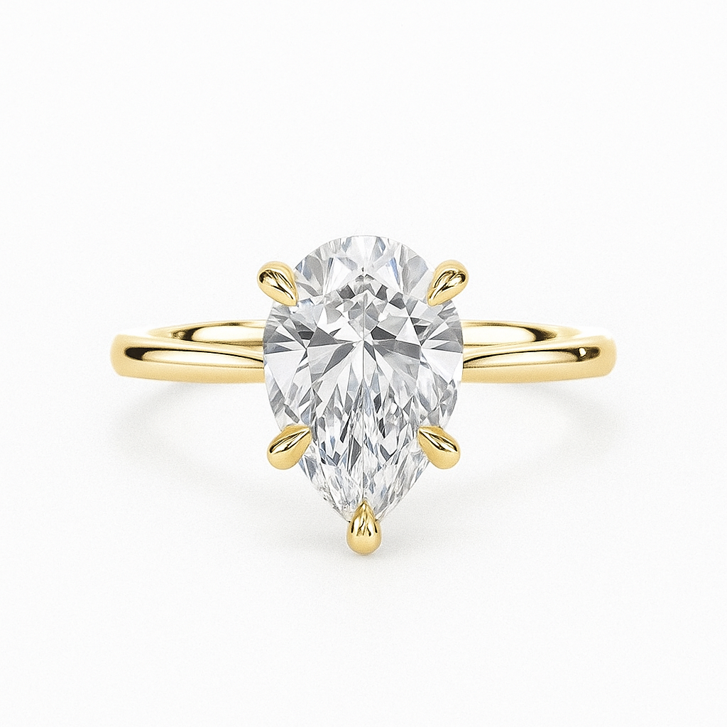 Classic Pear Solitaire Ring