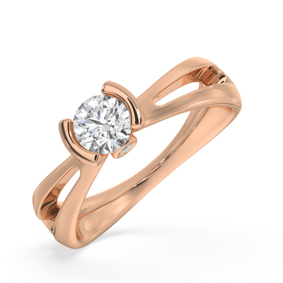 SY Women's Ring in Gold,Bezel Solitaire