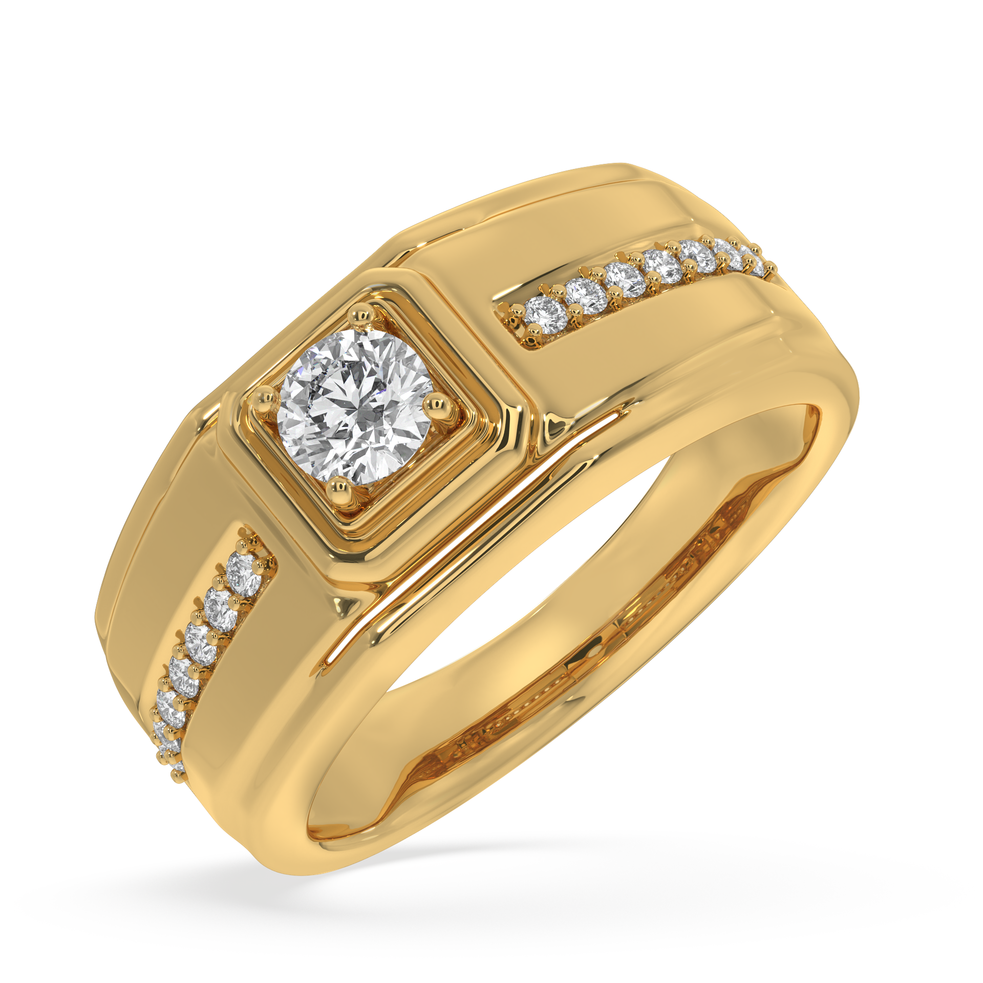 SY Men's Ring in Gold, Solitaire Band – SYNDIORA