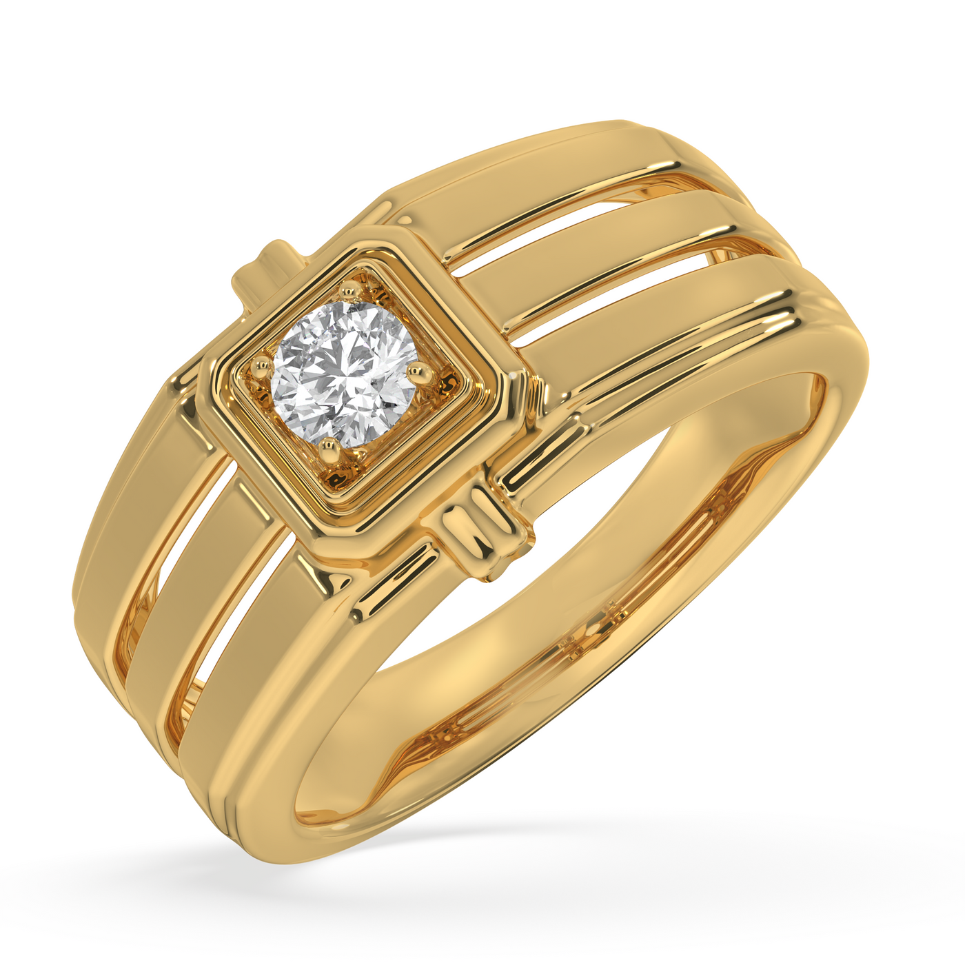 SY Men's Ring in Gold, Elevated Solitaire