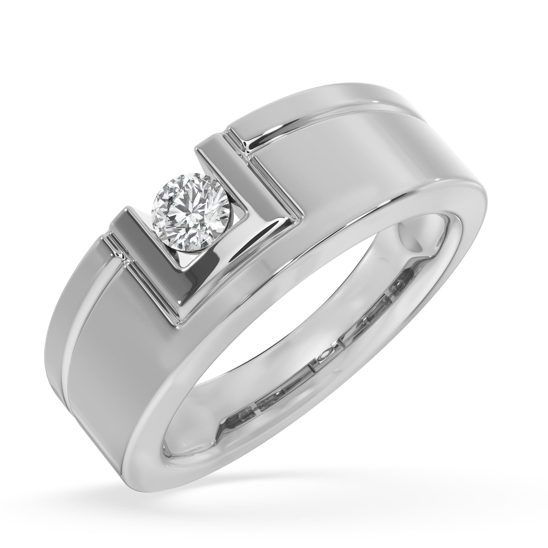 SY Men's Ring in Platinum, BezelSet Diamond Ring SYNDIORA