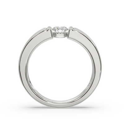 SY Men's Ring in Platinum, Tension-Set Diamond Ring