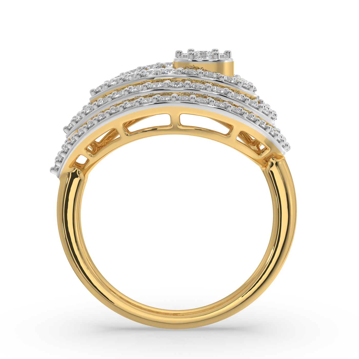 SY Women's Ring in Gold, Pave Setting
