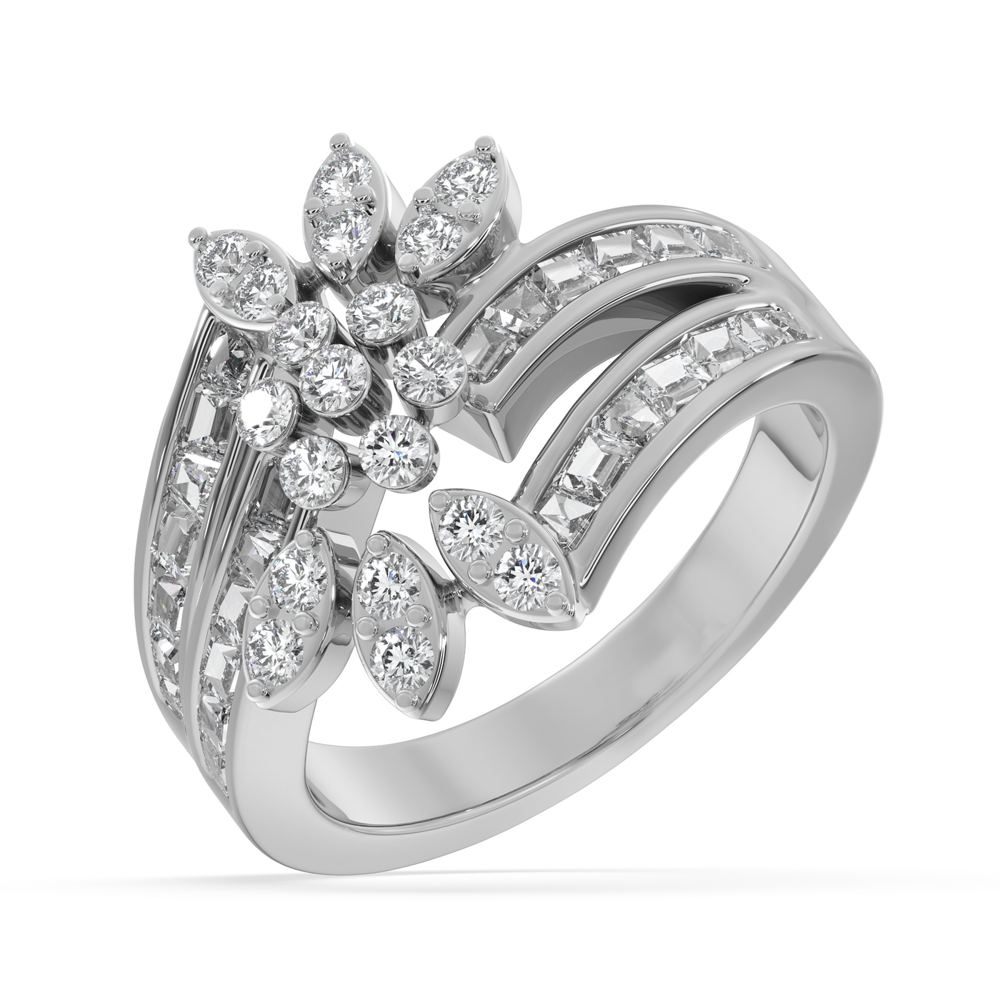 SY Women's Ring in Platinum, Petal Perfection