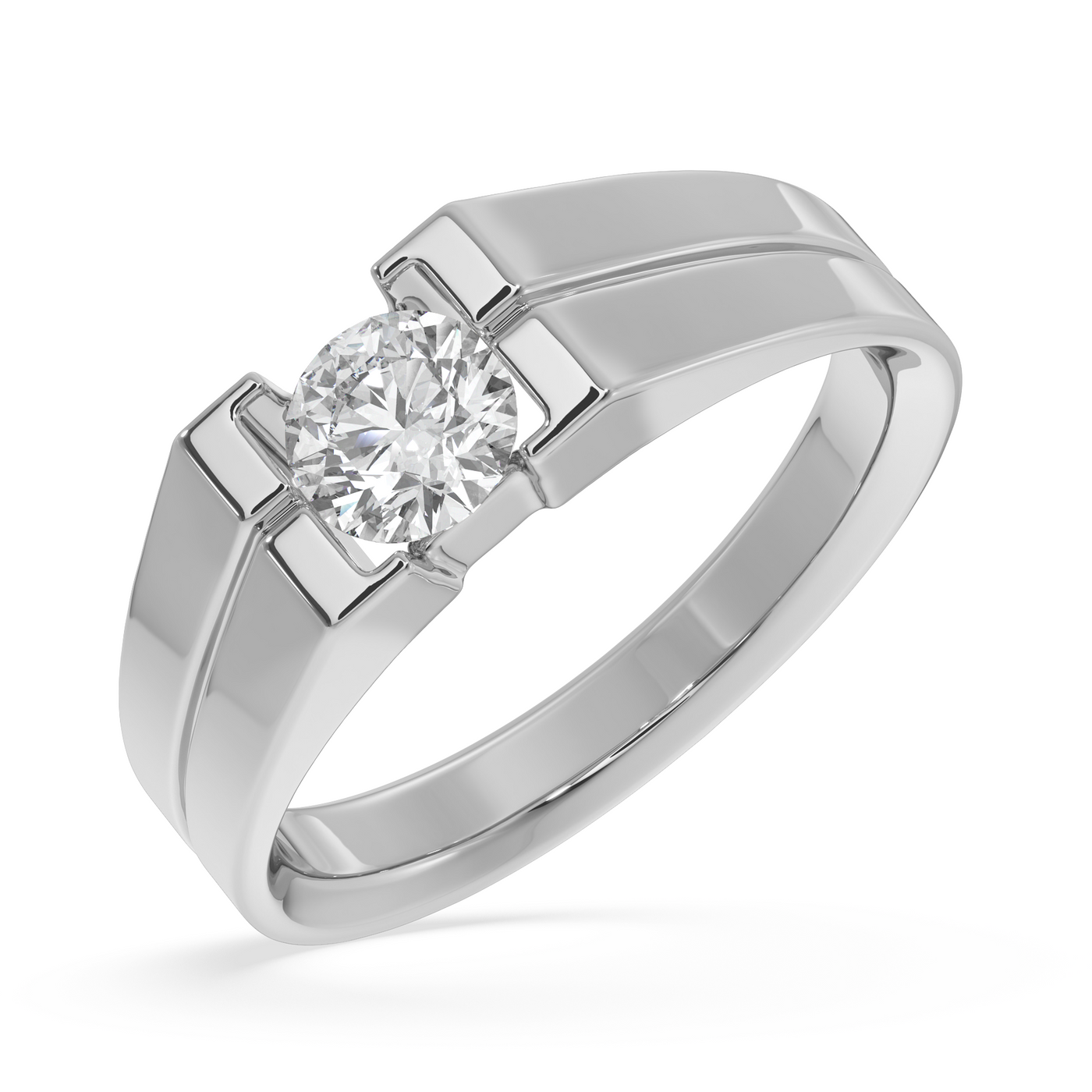 SY Men's Ring in Platinum, Channel-Setting