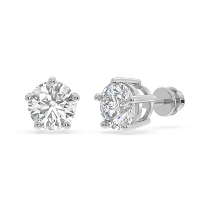 SY Women's Round Ear Studs in Gold, 18k 1.00CT Each