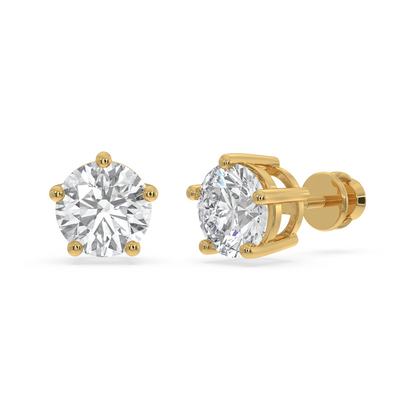 SY Women's Round Ear Studs in Gold, 18k 1.00CT Each