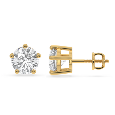 SY Women's Round Ear Studs in Gold, 18k 2.00CTs Each